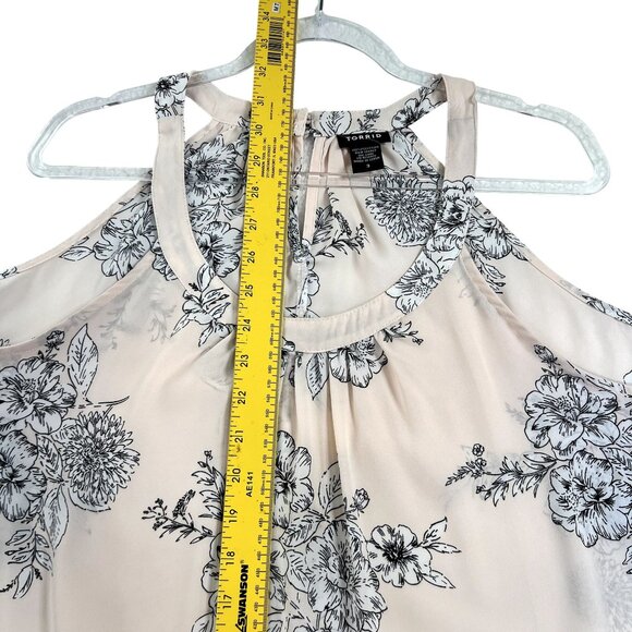 Torrid Womens 3X Floral Halter Hilo Top Blush Black Sleeveless Swing Whimsical - Picture 5 of 9